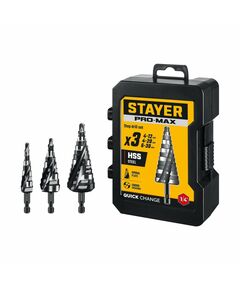 Набор сверл ступенчатых STAYER Pro-Max 4-30мм 3 шт, винтовая спираль [29661-4-30-H3] фотографии
