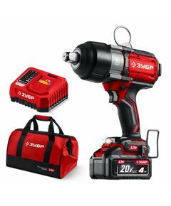 Бесщеточный ударный гайковерт Зубр ГБУ-1000-41 ЗУБР 20 В, 1000 Н·м, 1 АКБ LMS (4 А·ч), сумка фотографии
