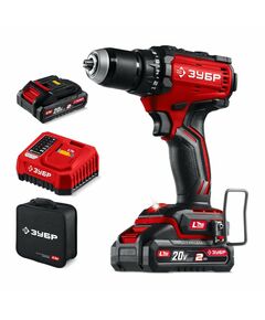 Бесщеточная дрель-шуруповерт Зубр ДБ-65-22 20 В, 65 Н·м, 2 АКБ LMS (2 А·ч), сумка фотографии