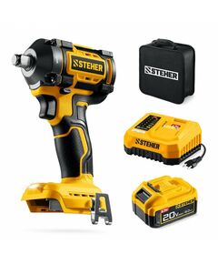 Бесщеточный ударный гайковерт STEHER CWB-500-41 20 В, 500 Н·м, 1 АКБ LMS (4 А·ч), сумка фотографии