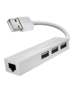 Разветвитель GCR GCR-AP03 PRO USB 2.0 на 3 порта + 10100 Мбит/с Ethernet RJ-45, белый фотографии