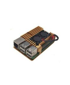 Корпус ACD RA504 совместимость Raspberry Pi 4B, Metal Aluminum Case with Double Fans, золотистый фотографии