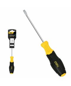 Отвертка Deli DL6331001N шлицевая, 3х100мм, сталь Cr-V, двухкомпонентная прорезиненная рукоять фотографии