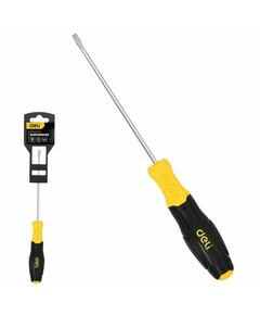 Шлицевая отвертка Deli DL6361251N 6х125мм, сталь Cr-V, двухкомпонентная прорезиненная рукоять фотографии