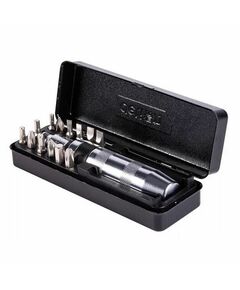 Ударно-поворотная отвертка с набором бит Deli DL8901 13 шт (PH1, PH2x2, PH3, PH4, SL5, SL6, SL8, SL9, H4, H5, H6, H8), Cr-V, пласт. кейс фотографии