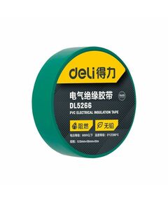 Изолента Deli DL5266 зеленая, 0,13мм х 18мм х 9,15м, напряжение до 600В, температурный диапазон 0-80 грд., ПВХ фотографии