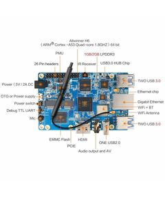 Одноплатный компьютер Orange Pi 3 H6 (2GB+8GB eMMC) (RD048) Quad-core 64-bit 1.8GHZ ARM Cortex™-A53 фотографии