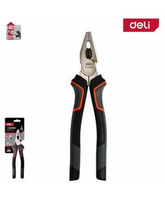 Комбинированные плоскогубцы Deli DL0004 180мм, Cr-V, эксцентриковый шарнир, антикоррозийное покрытие, трехкомпонентная прорезиненная рукоять фотографии