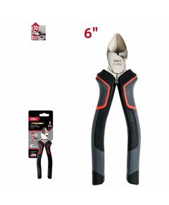 Диагональные бокорезы Deli DL0204 160мм, Cr-V, эксцентриковый шарнир, антикоррозийное покрытие, трехкомпонентная прорезиненная рукоять фотографии