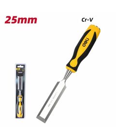 Стамеска Deli DL6225-E1 плоская, ширина 25мм, длина 140мм, CrV, прорезиненная рукоять фотографии