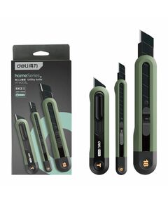 Набор технических ножей Deli HT4003L Home Series Green, эксклюзивный дизайн, корпус из высококачественного софттач пластика, ножи 9мм+18мм+Т-образный фотографии