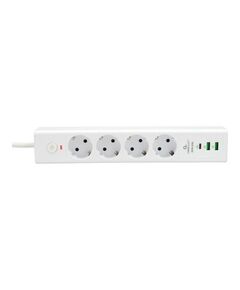 Сетевой фильтр Cablexpert Exnovo EXN-4-CU2-W-2 белый, макс. мощность 2500Вт, 3 розетки 220В, 10А, 2 розетки USB-A 5В, 1 розетка USB-C 30Вт PD, кабель 2м, ур.защиты 4+, коробка фотографии