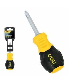 Двухсторонняя отвертка Deli DL632101 PH2+SL6, сталь Cr-V, общая длина хвостовика 75мм, двухкомпонентная прорезиненная рукоять фотографии