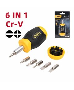 Отвертка с набором бит Deli DL636181N 6-в-1, 6 бит Cr-V (SL5,SL6,PH0,PH1,T10,T20) фотографии