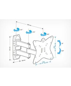 Купить Кронштейн Holder LCDS-5038 20-37" 200*200  наклон +6 -15°, поворот- 350° от стены 442 мм, 2 колена, изображение 2 в компании Зеон