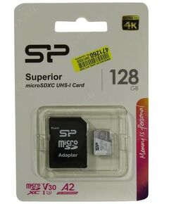 Secure Digital карты: Карта памяти microSDXC Silicon Power 128Gb UHS-I U3 V30 A2 + microSD-->SD Adapter [SP128GBSTXDA2V20SP] фотографии