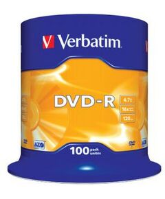 DVD±RW, DVD±R, DVD RAM диски: Диски DVD-R Verbatim 4.7Gb 16x уп. 100 шт, на шпинделе [43549] фотографии