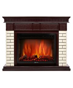 Камины: Портал Firelight Bricks 30 камень бежевый, шпон темный дуб [Bricks 30 BDO] фотографии