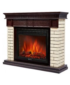 Камины: Портал Firelight Bricks 30 камень бежевый, шпон темный дуб [Bricks 30 BDO] фотографии