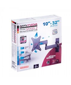 Крепеж для аудио-видео техники: Кронштейн для LED/LCD Kromax Arm media MARS-2 black Надежная стальная конструкция, универсальный, телевизор на кронштейне можно наклонить, повернуть и сдвинуть к стене, корректировка экрана, вращение экрана в горизонтальной плоскости на ±3°, легкий монтаж телевизора, благодаря наличию съемной монтажной пластины, декоративные накладки фотографии