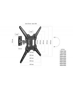 Купить Кронштейн универсальный для ТВ HARPER TVK-1755 Black 16-55", VESA до 400х400, вес до 30 кг, поворотный, изображение 2 в компании Зеон