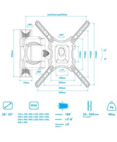 Купить Настенный кронштейн для LED/LCD телевизоров VLK TRENTO-11 black [51033], изображение 7 в компании Зеон