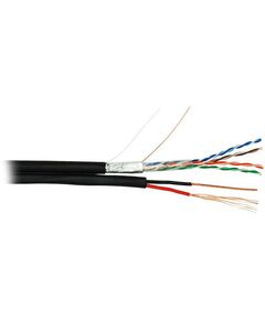 Купить Кабель Netlan EC-UF004-5E-PC075-PE-BK F/UTP 4 пары, Кат.5e (Класс D), 100МГц, одножильный, BC (чистая медь), с многожильным силовым кабелем 0,75мм2, внешний, PE до -40C, черный, 305м в компании Зеон