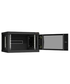 Шкафы и стойки: Настенный разборный шкаф TLK TWC-066045-R-G-BK 19", 6U, стеклянная дверь, Ш600хВ370хГ450мм, 2 пары монтажных направляющих, черный фотографии