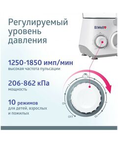 Ирригаторы: Ирригатор для полости рта B.Well WI-933 2.06-8.62 бар, 1250-1700 имп./мин., 0.8л, питание от сети/от аккум. 1650мАч фотографии