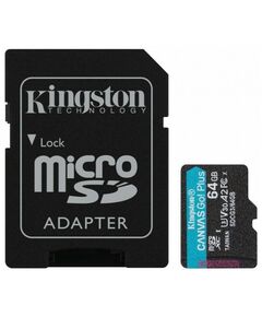 Secure Digital карты: microSDXC карта памяти Kingston 64Gb A2 V30 UHS-I U3 + microSD-->SD Adapter [SDCG3/64GB] фотографии