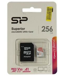 Secure Digital карты: microSDXC карта памяти Silicon Power 256Gb microSDXC UHS-I U3 V30 A1  + microSD-->SD Adapter [SP256GBSTXDV3V20SP] фотографии