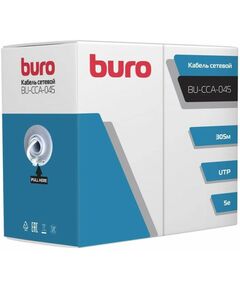 Кабель и разъемы: Кабель сетевой BURO UTP, cat.5E, 305м, 4 пары 0.45мм, CCA, одножильный (solid), серый [BU-CCA-045] фотографии