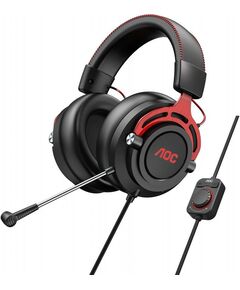 Купить Гарнитура игровая AOC GH300 многоцветная RGB, Stereo, 7.1 Surround, USB кабель 2.0 м, чёрный+красный в компании Зеон