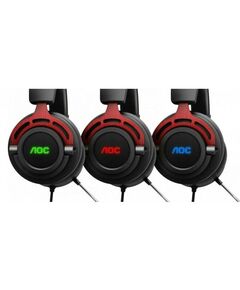 Купить Гарнитура игровая AOC GH300 многоцветная RGB, Stereo, 7.1 Surround, USB кабель 2.0 м, чёрный+красный, изображение 7 в компании Зеон