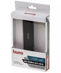 Купить Разветвитель BURO BU-HUB4-0.5-U3.0 4 порта, USB 3.0, черный, изображение 5 в компании Зеон