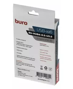 Купить Разветвитель BURO BU-HUB4-0.5-U3.0 4 порта, USB 3.0, черный, изображение 6 в компании Зеон