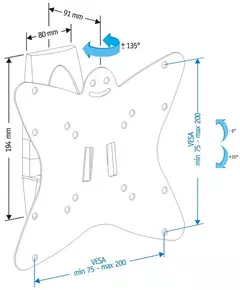 Купить Кронштейн Holder LCDS-5036 20-37", 200*200, наклон +6 -15°, от стены 91мм, изображение 3 в компании Зеон