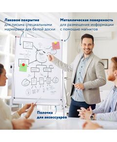 Доски поворотные: Доска магнитно-маркерная на стенде BRAUBERG 238139 90х60 см, 2-сторонняя [238139] фотографии