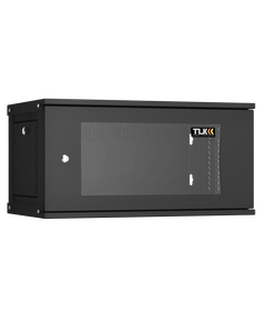 Купить Настенный разборный шкаф TLK TWI-066035-R-G-BK 19", 6U, стеклянная дверь, Ш600хВ303хГ350мм, 1 пара монтажных направляющих, черный в компании Зеон