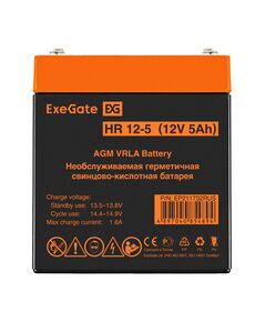 Купить Аккумулятор Exegate HR 12-5 12V, 5Ah 1221W, клеммы F2 [EP211732RUS], изображение 2 в компании Зеон