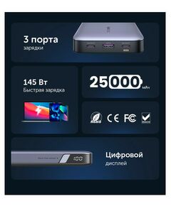 Купить Внешний аккумулятор UGREEN PB205 Abyss Blue PD 145W Power Bank 25000mAh, цвет темно-синий [90597A], изображение 5 в компании Зеон