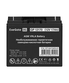 Купить Аккумулятор Exegate GP12170 12V, 17Ah, клеммы F3, болт М5 с гайкой [EP160756RUS], изображение 2 в компании Зеон