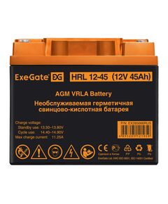 Купить Аккумулятор Exegate HRL 12-45 12V, 45Ah, под болт М6 [EX285666RUS], изображение 2 в компании Зеон