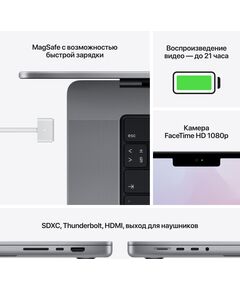 Купить Ноутбук Apple MacBook Pro Space Grey M1 Pro/16/512SSD/WiFi/BT/MacOS/16.2"Retina/2.15 кг [MK183RU/A], изображение 7 в компании Зеон