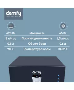 Купить Кулер для воды Domfy AquaSense UV DHG-WD210E напольный электронный графитовый, изображение 5 в компании Зеон