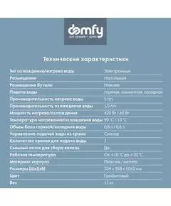 Купить Кулер для воды Domfy AquaSense UV DHG-WD210E напольный электронный графитовый, изображение 8 в компании Зеон