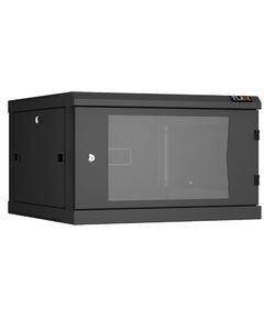 Купить Настенный разборный шкаф TLK TWC-066060-R-G-BK 19", 6U, стеклянная дверь, Ш600хВ370хГ600мм, 2 пары монтажных направляющих, черный в компании Зеон