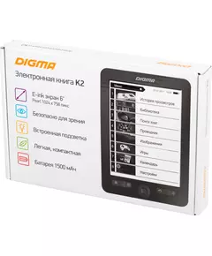 Купить Электронная книга Digma K2G 6" E-ink HD Pearl 758x1024 600MHz/4Gb/microSDHC/подсветка дисплея темно-серый, изображение 10 в компании Зеон