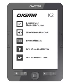 Купить Электронная книга Digma K2G 6" E-ink HD Pearl 758x1024 600MHz/4Gb/microSDHC/подсветка дисплея темно-серый в компании Зеон