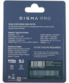 Купить SSD-накопитель Digma Pro 1Tb Top P6 PCIe 5.0 x4 M.2 2280 [DGPST5001TP6T4], изображение 13 в компании Зеон